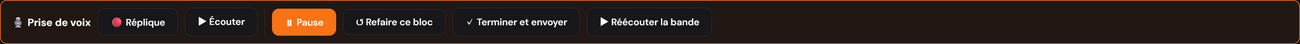 The recording toolbar mid-session: Pause, Redo this block and Listen back to the band.